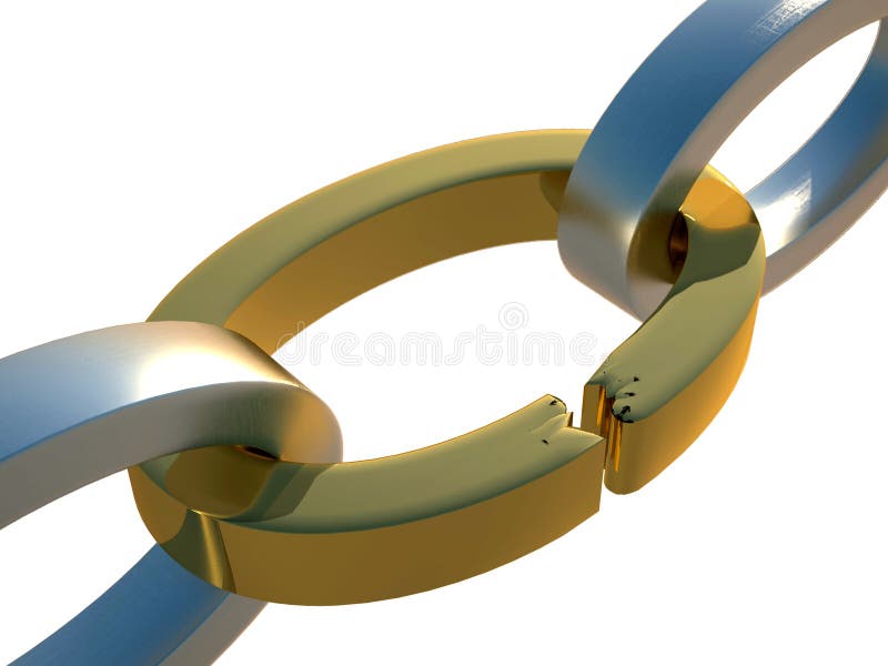 3d golden broken chain stock illustration. Illustration of metal 4829135