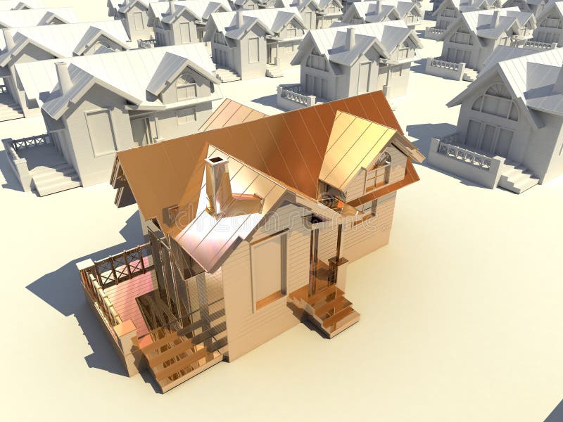 3d golden house