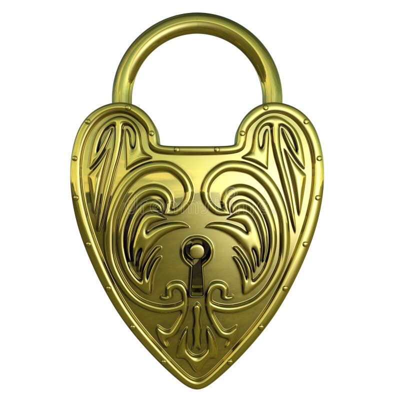 3d golden lock royalty free illustration