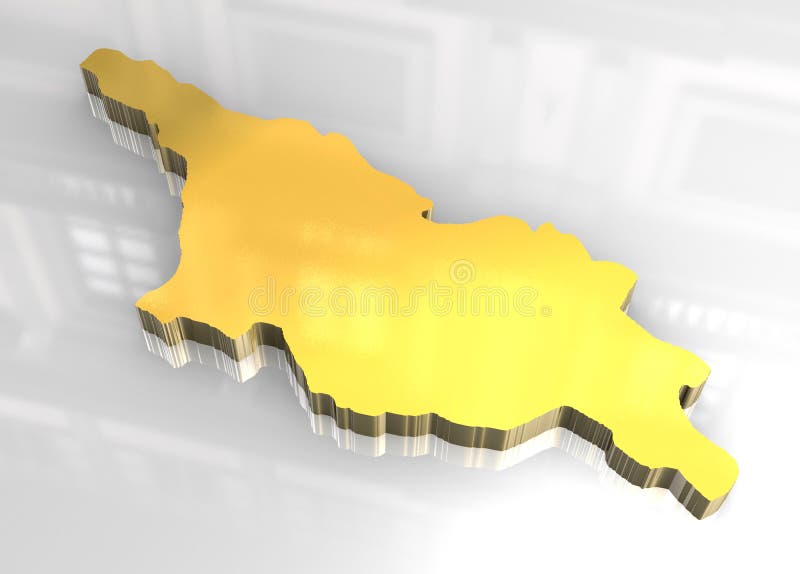 3d golden map of Georgia