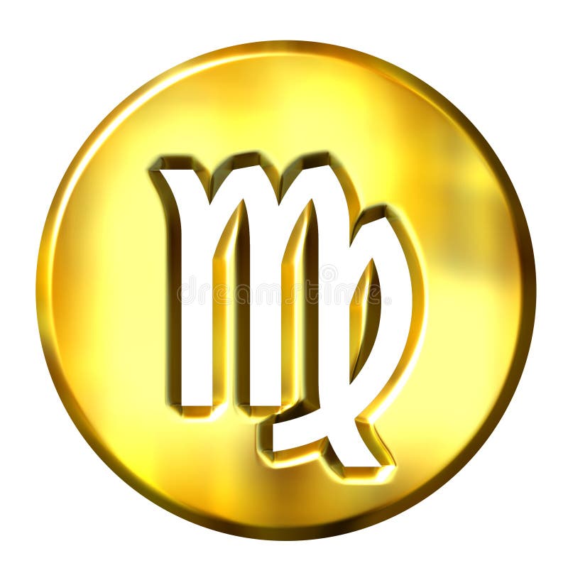 3D Golden Virgo Zodiac Sign vector illustration