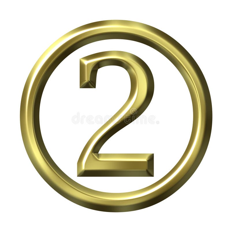 3D goldene Zahl 2 lizenzfreie abbildung