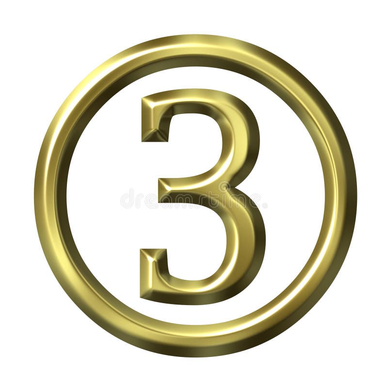 3D goldene Zahl 3 stock abbildung
