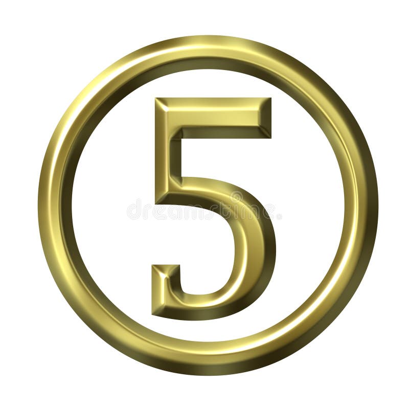 3D goldene Zahl 5 stock abbildung