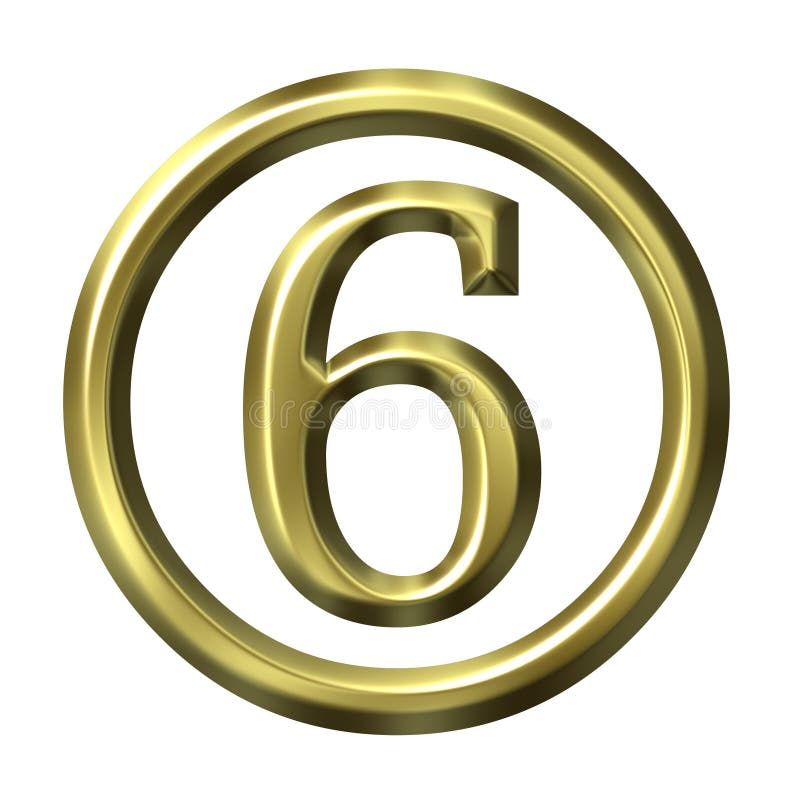 3D goldene Zahl 6 stock abbildung