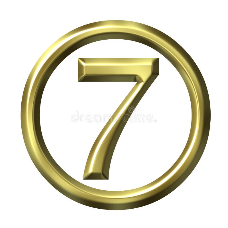 3D goldene Zahl 7 lizenzfreie abbildung