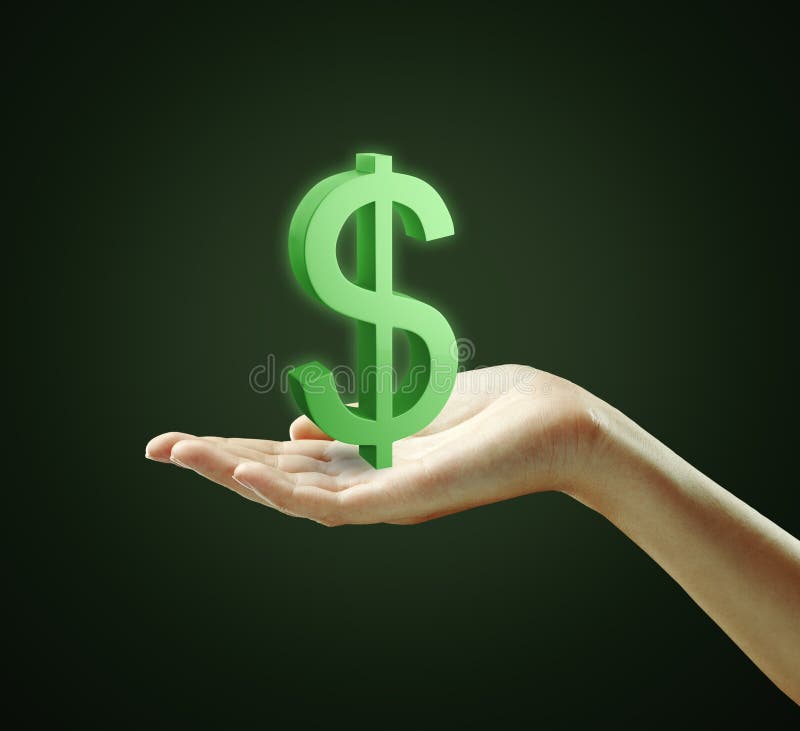 3d Green Dollar Sign On A Hand Stock Photo - Image of decision, holding: 20858176