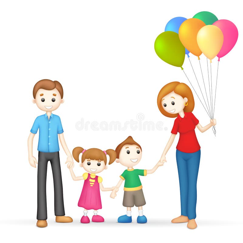 3d Happy Family in Vector stock illustration