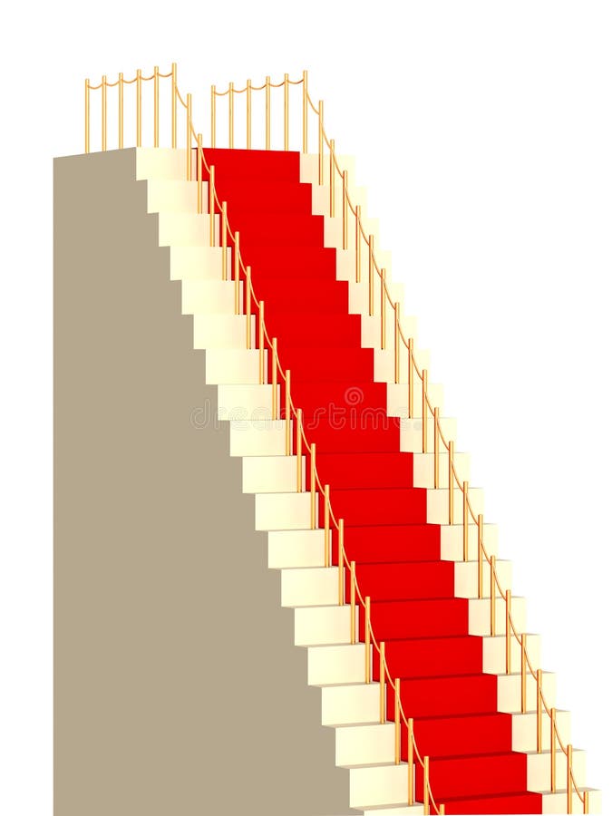 3d high ladder, covered with a red carpet stock illustration
