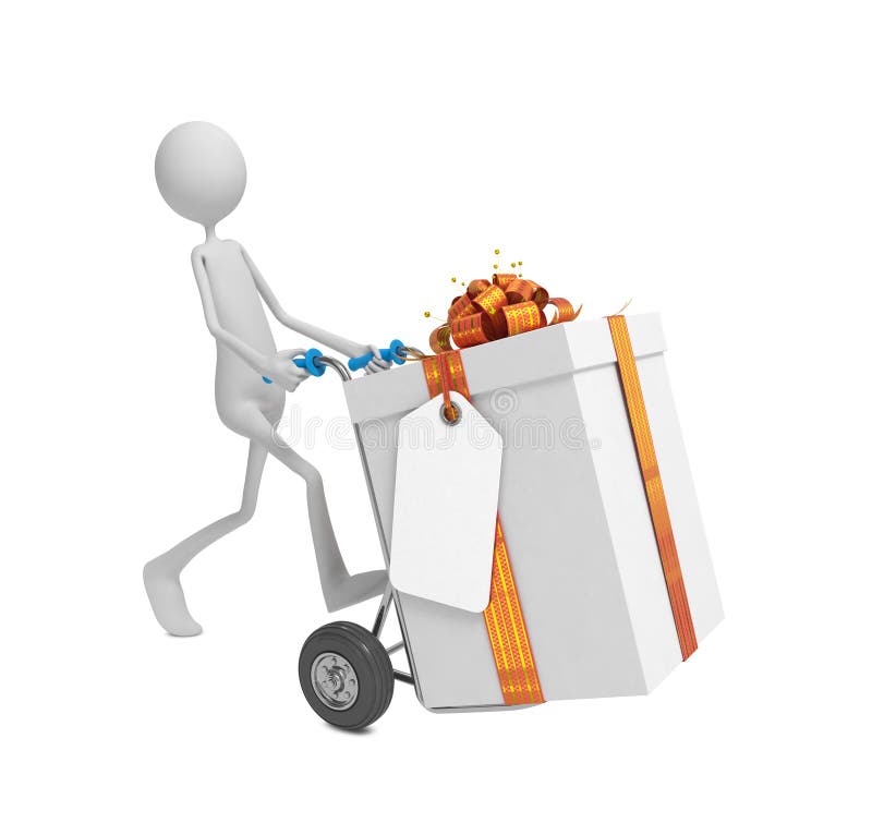 3d Human Moving The Gift Box Stock Image Image of service, human