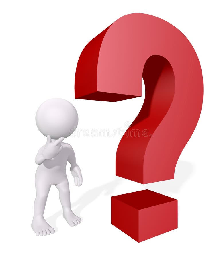 3D Human with question stock illustration