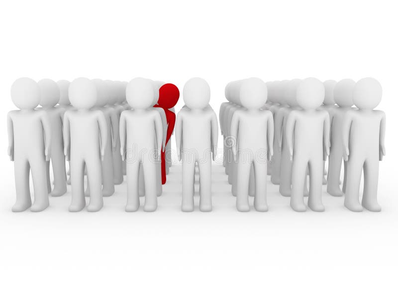3d human stand crowd red royalty free illustration