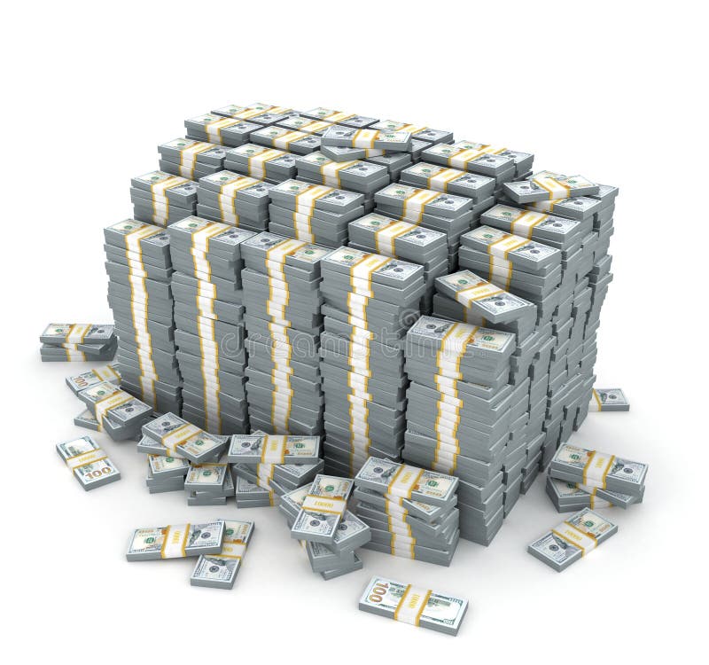 3d illustration of dollars stack over