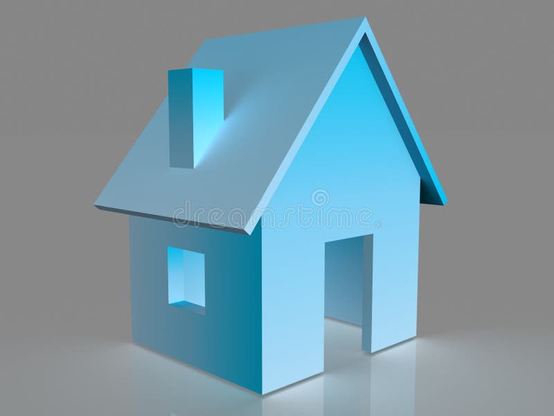 3d ilustrujący błękit dom