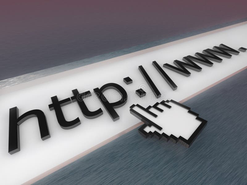Digital illustration of a 3D internet address bar.