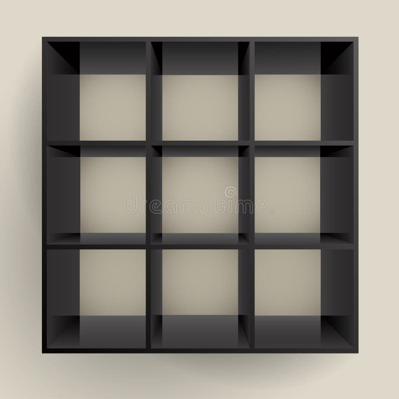 3d isolated Empty black bookshelf royalty free illustration
