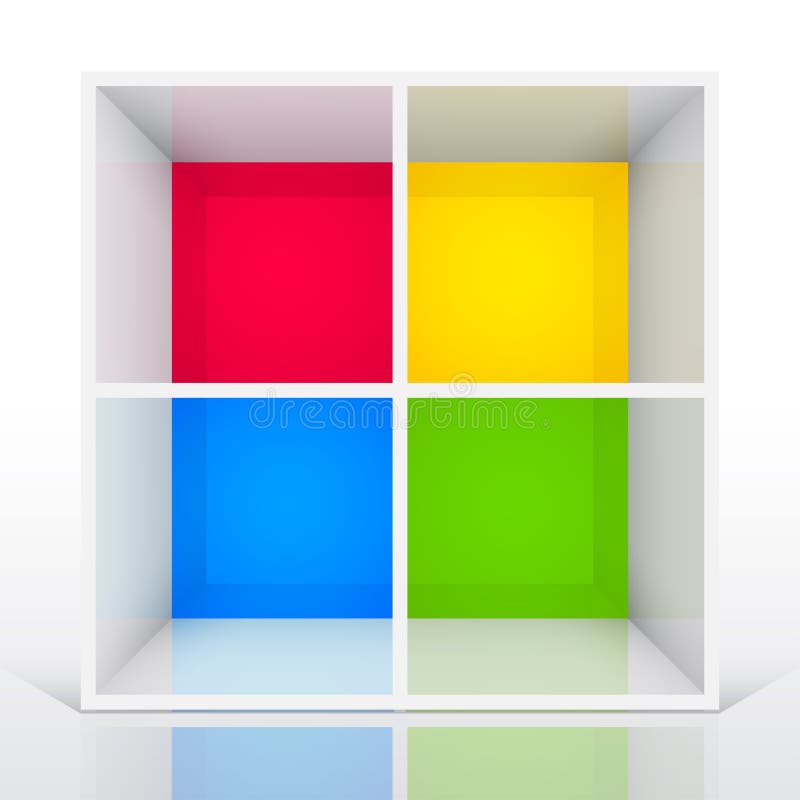 3d isolated Empty colorful bookshelf royalty free illustration