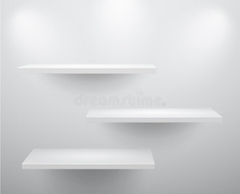 3d isolated Empty shelves for exhibit vector illustration