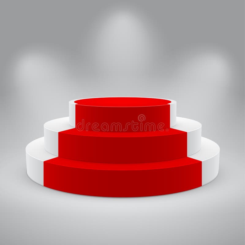 3d isolated Empty white podium with red carpet royalty free illustration