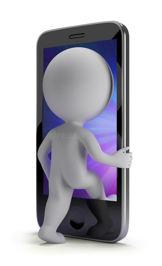 3d kleine mensen - login aan uw telefoon royalty-vrije illustratie 3d kleine mensen - login aan uw telefoon royalty-vrije illustratie