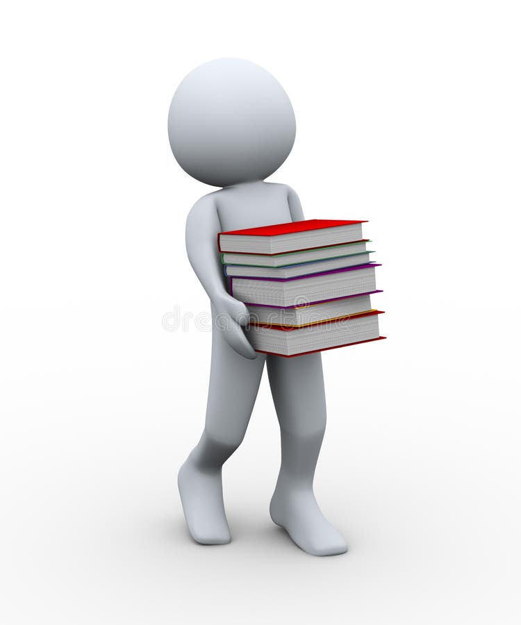 3d man with books vector illustration