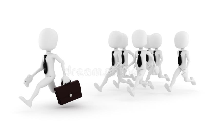 3d Man, Business Man Chased by Other 3d Men Stock Illustration ...