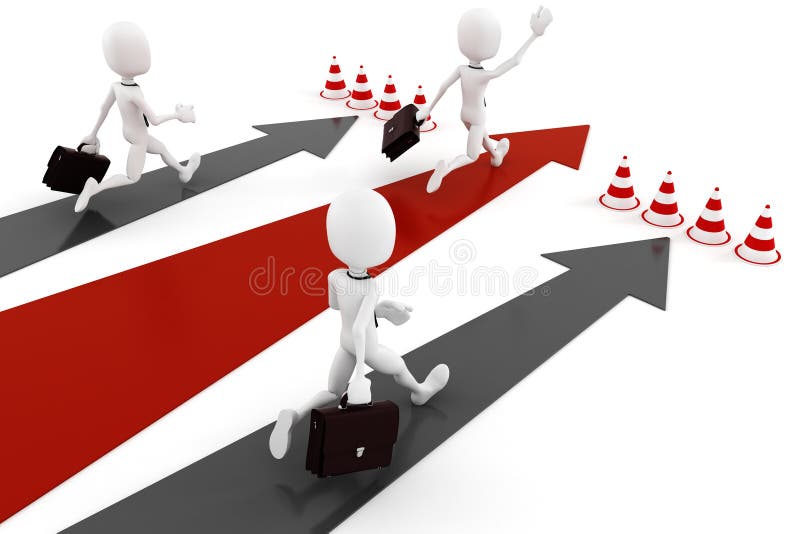 3d man business man running on colorful arrows vector illustration