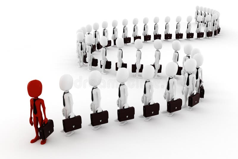 3d man business men following the leader stock illustration