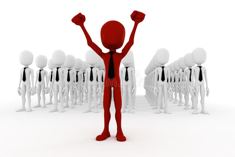 3d man business men following the leader vector illustration