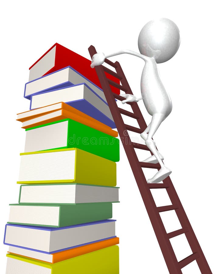 3d man climbs the stairs - books