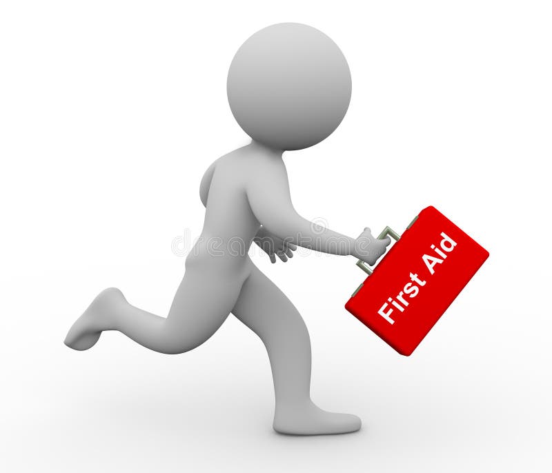 3d man firstaid box stock illustration. Illustration of