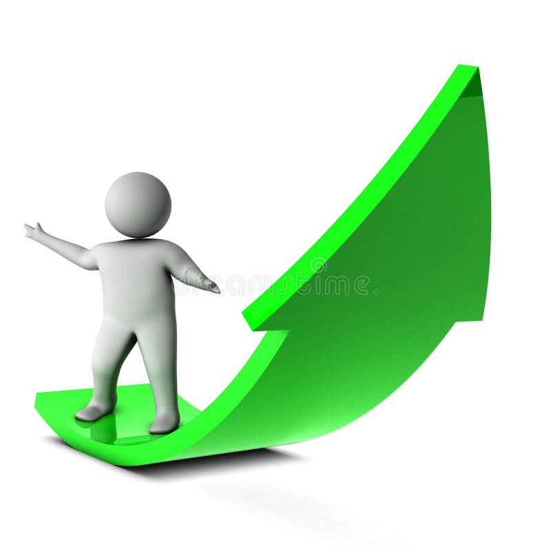 3d man on green arrow vector illustration