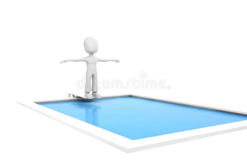 3d man, jumping in a swiming pool