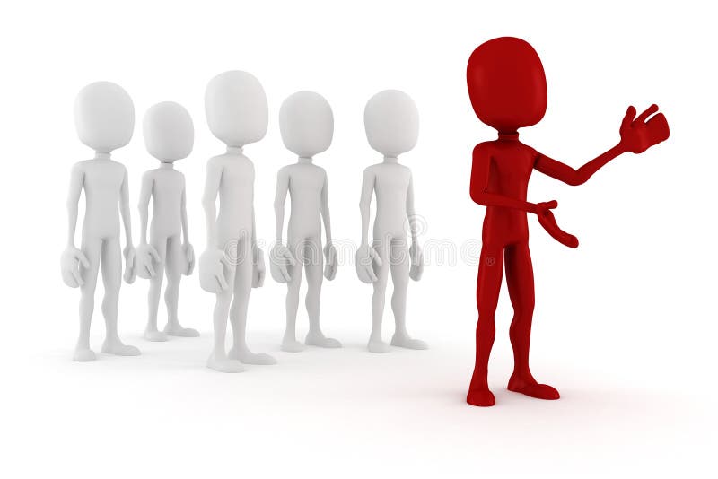3d man leader in front of a crowd royalty free illustration