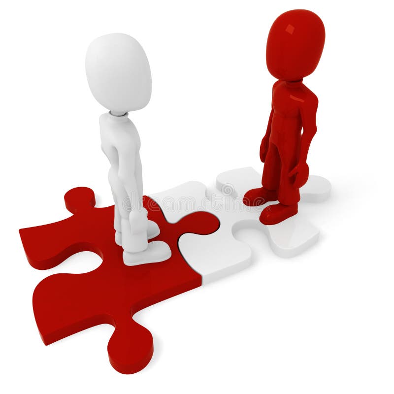 3d man and puzzle piece vector illustration