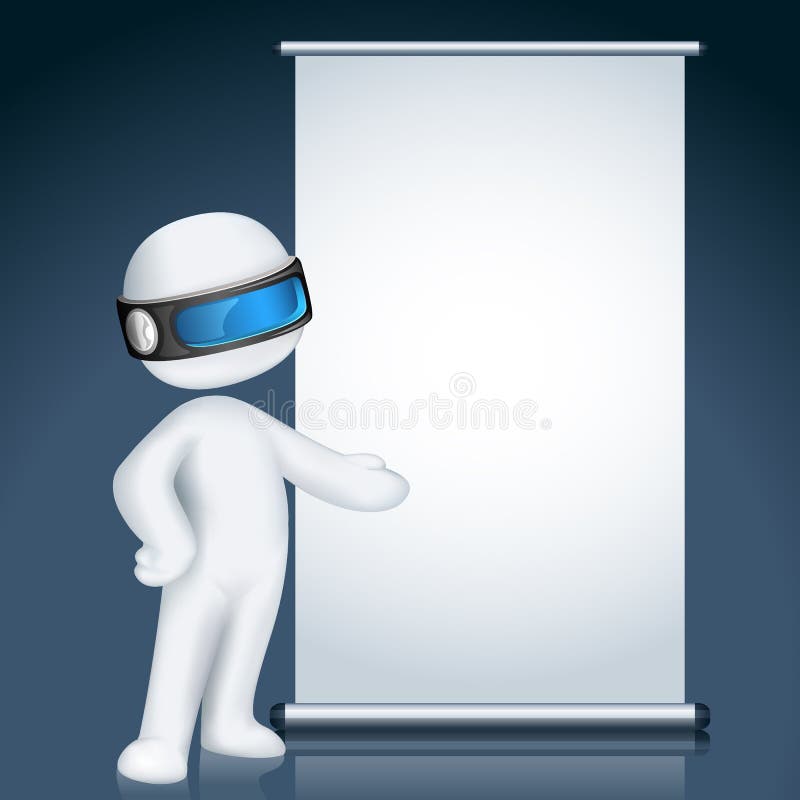 3d man in Vector with Display Board