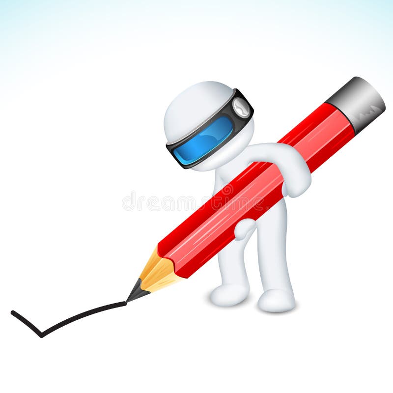 3d Man in Vector with Pencil
