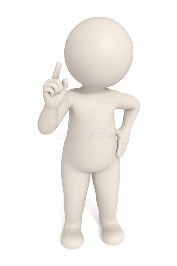 3d man pointing to pay attention - Isolated - DOF. 3d man pointing to pay attention - Isolated - DOF