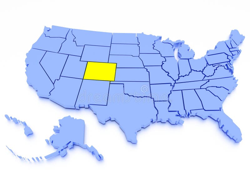 3D map of United States - State Colorado