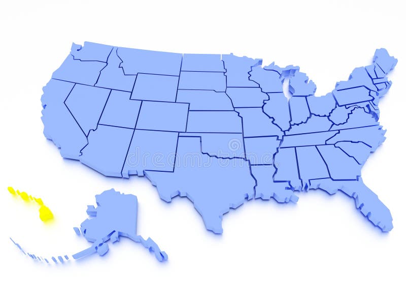 3D map of United States - State Hawaii