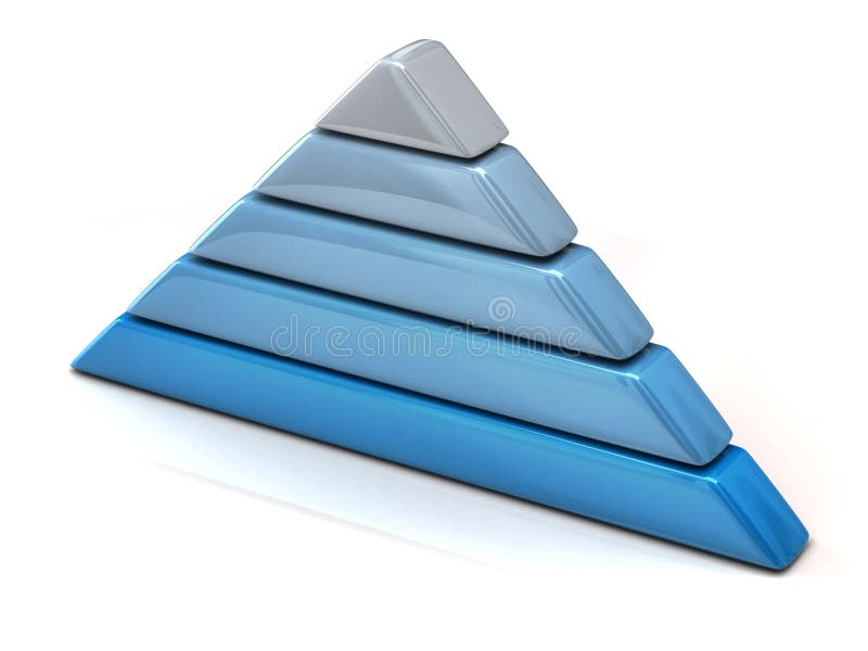 Layered blue pyramid chart 3d. Layered blue pyramid chart 3d