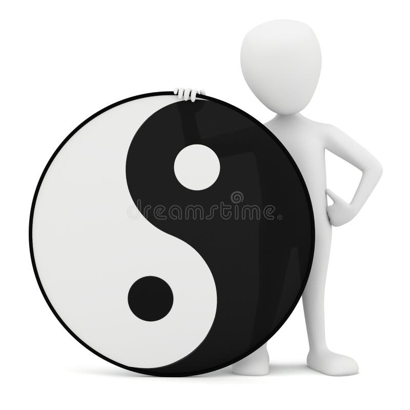 3d small person - yin yang. 3D image. On a white background. 3d small person - yin yang. 3D image. On a white background.