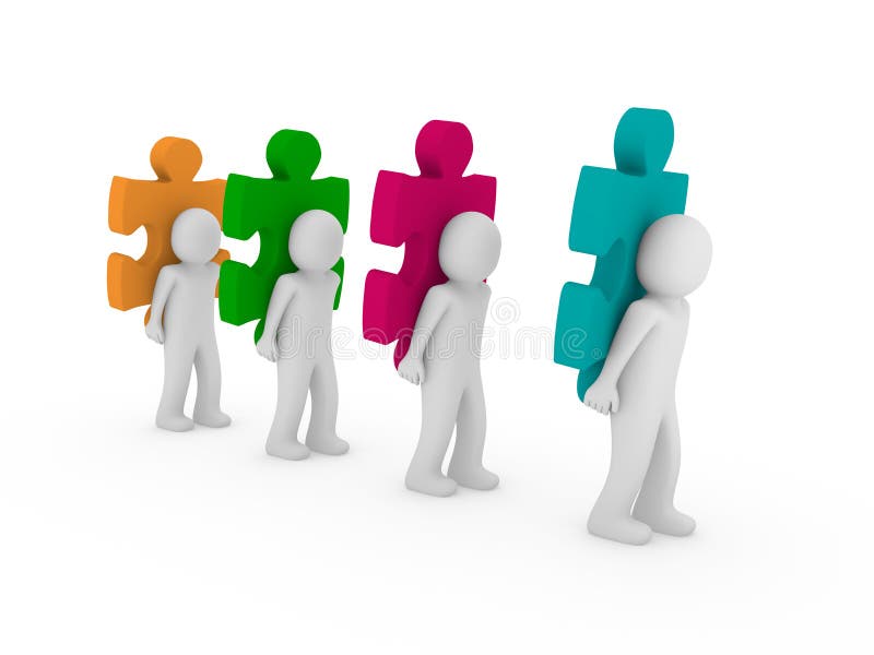 3d men puzzle teamwork stock illustration