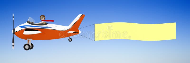 3d mens die banner met vliegtuig trekt vector illustratie 3d mens die banner met vliegtuig trekt vector illustratie
