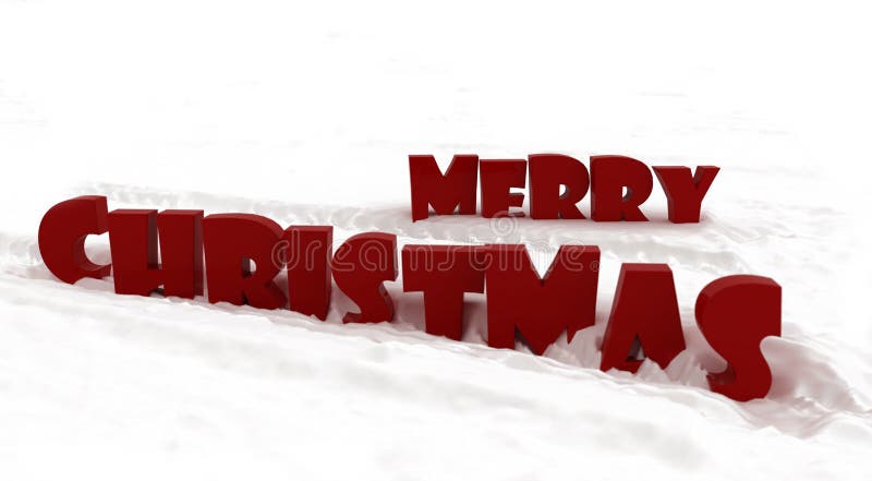 3D merry christmas in snow