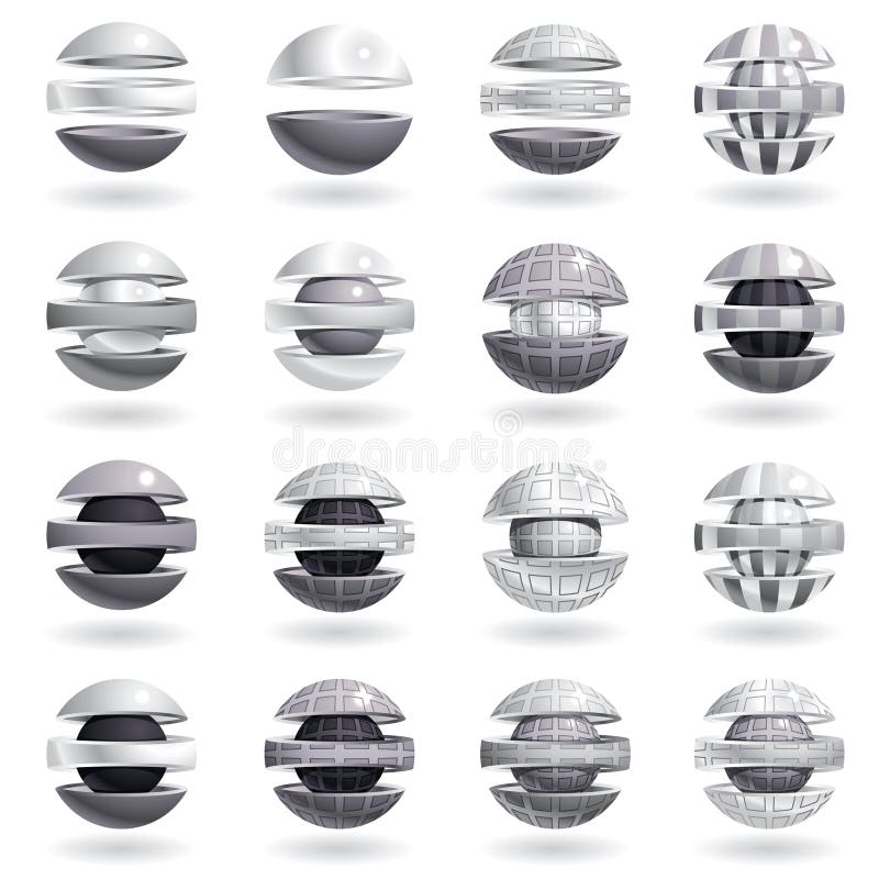 3d metallic sphere icons set. royalty free illustration 3d metallic sphere icons set. royalty free illustration