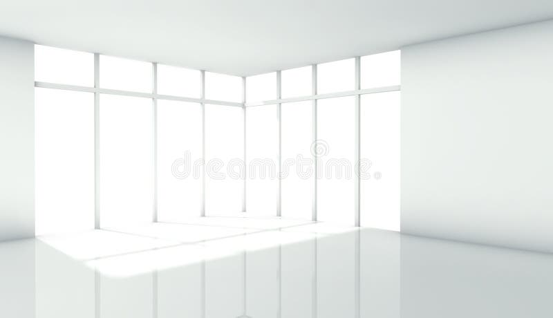 3d modern architecture interior with window stock illustration