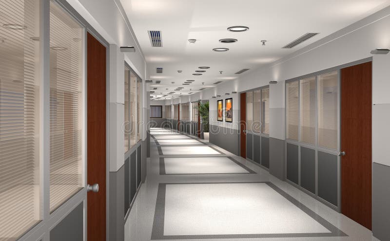 3d modern office hallway 10197781