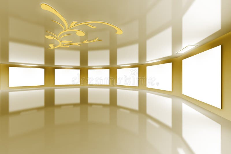 3d Modern virtual Gallery gold satin royalty free illustration 3d Modern virtual Gallery gold satin royalty free illustration