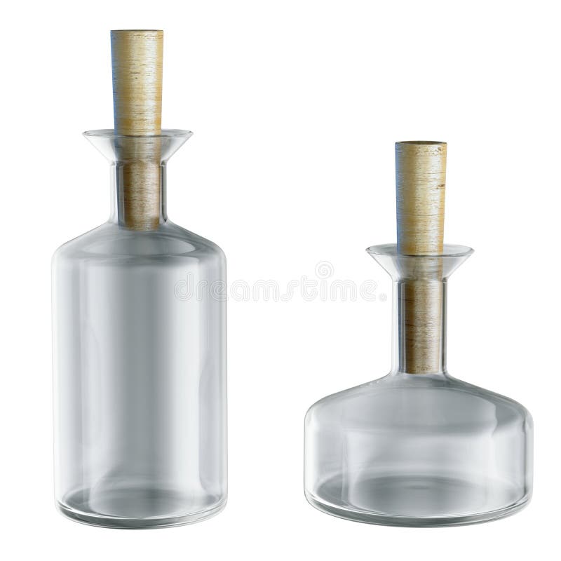 3d nakrętek substanci chemicznej puste kolby odizolowywający model ilustracja wektor
